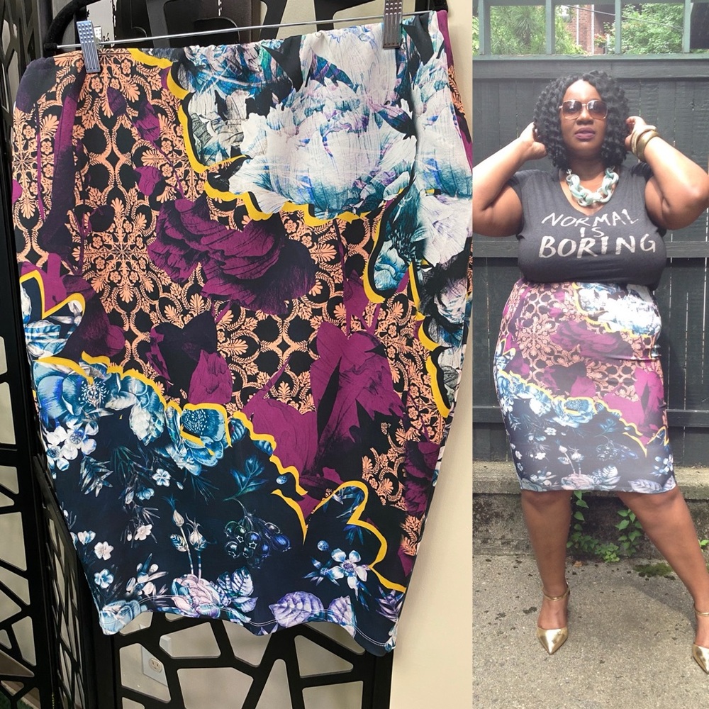 ASOS Multicolor Floral Pencil Skirt